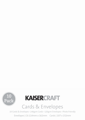 Kaisercraft-C6 Card & Envelope Pack White (10pk)